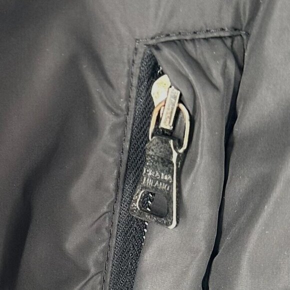 Authentic Prada Black Nylon Zip Front Light Weight Hooded Jacket Men's Size 54 - Picture 4 of 8